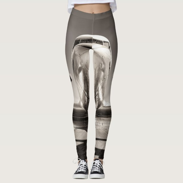 Leggings Escena De Vintage Airplane Runway (Anverso)