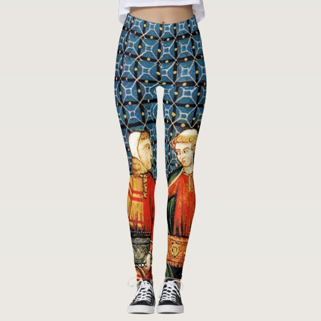 Leggings Escena medieval de los jugadores de Hurdy Gurdy -  (Anverso)