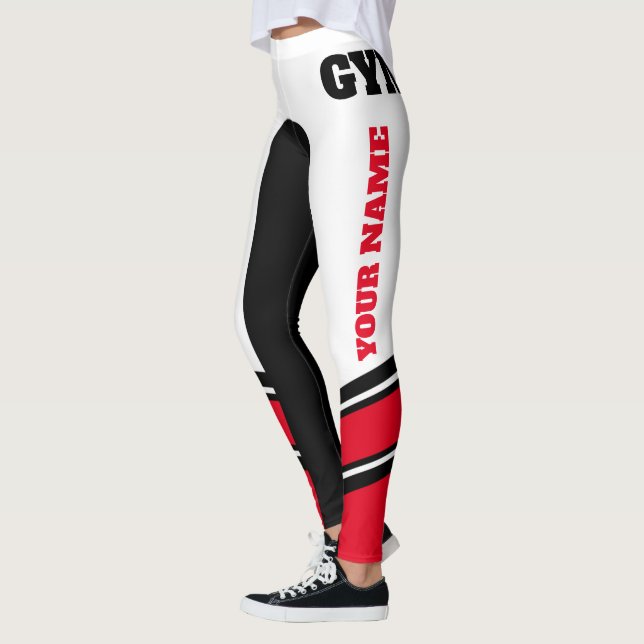 Leggings Escribir su nombre en negro/blanco/rojo (Izquierda)