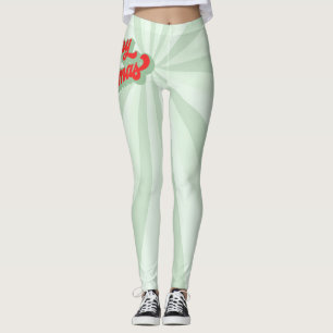 Leggings Escritura de caligrafía del Retro Verde Rojo de Fe