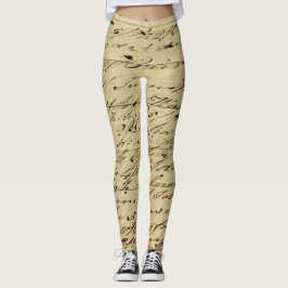 Leggings Escritura de Letra Antigua Caligrafía Histórica