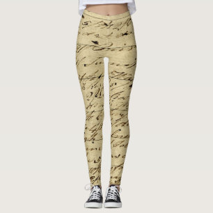 Leggings Escritura de Letra Antigua Caligrafía Histórica