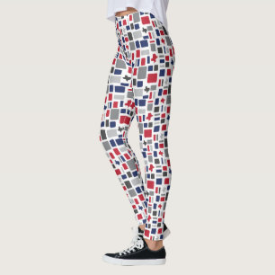 Leggings Escuadrones y Rectángulos Rojos y Azules de Texas