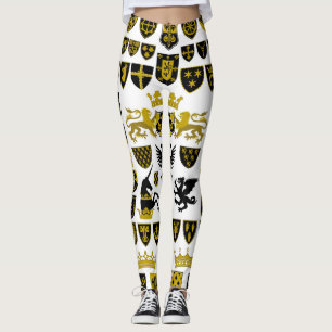 Leggings Escudos herálicos, diseños simbólicos.