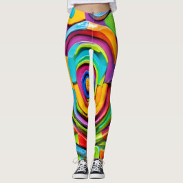 Leggings Escultura Surrealista Colorida Divertida