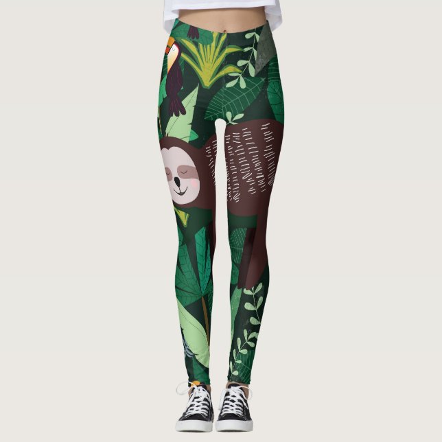 Leggings Eslora tropical: patrón sin foco Personalizado (Anverso)