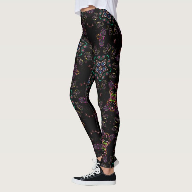 Leggings Esmeralda negra geométrica de Wonderland (Izquierda)