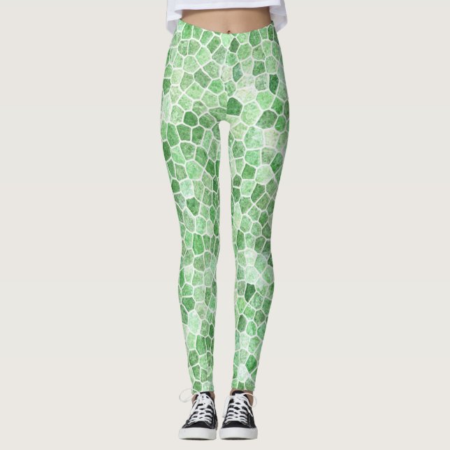 Leggings Esmeralda pálida y patchwork de piedra y piedra (Anverso)