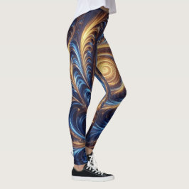 Leggings Espacio abstracto moderno Royal Blue and Gold Swir