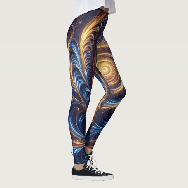Leggings Espacio abstracto moderno Royal Blue and Gold Swir (Derecha)