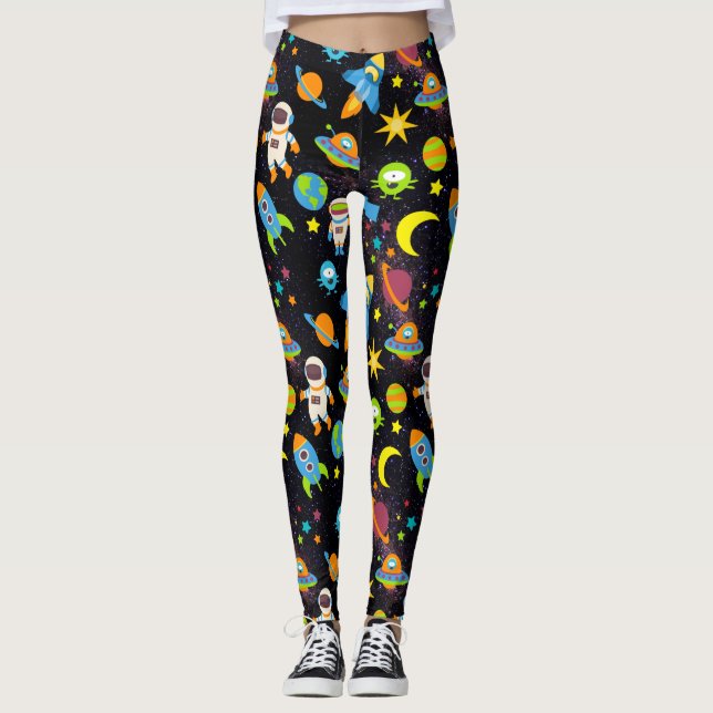 Leggings Espacio exterior colorido negro (Anverso)