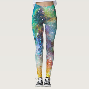Leggings Espacio futurista, fondo nebuloso estrellado.