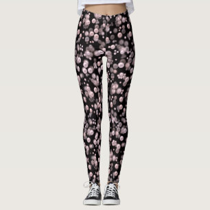 Leggings Esparcimiento de perlas rosas y blancas en velv ne