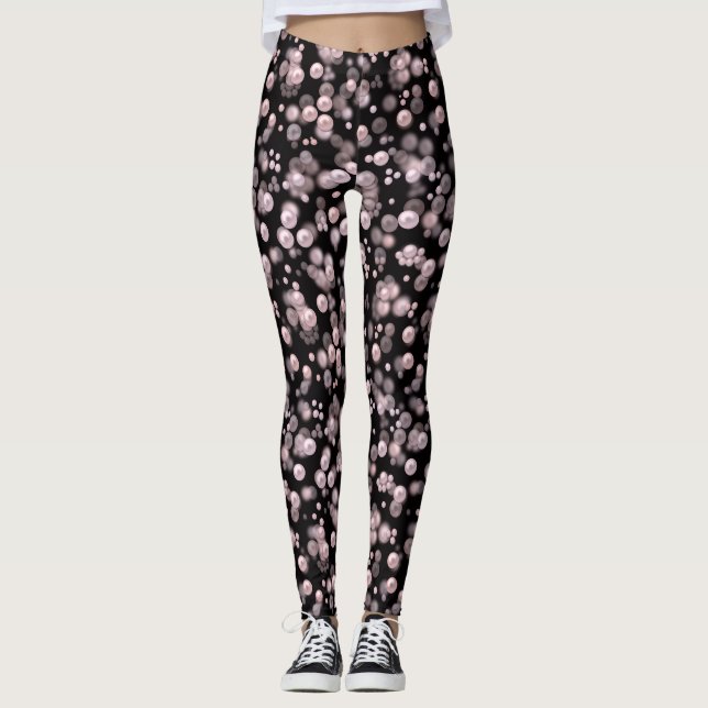 Leggings Esparcimiento de perlas rosas y blancas en velv ne (Anverso)