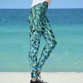 Leggings Esparkling Aqua Blue Water Glam