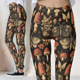 Leggings Espécimen de Hongo Gótico Oscuro Mariposa de la Ac