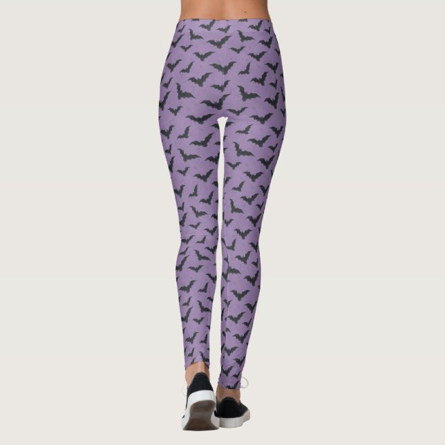 Leggings Espectacular patrón de murciélago púrpura hallowee (Reverso)