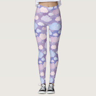 Leggings Espectacular patrón de nubes pasteles y estrellas