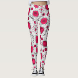 Leggings Espectaculares corazones rojos blancos flores nomb