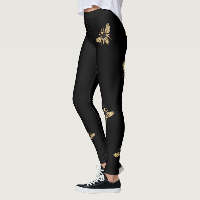 Leggings Espectaculares piernas de abeja negra y dorada (Izquierda)