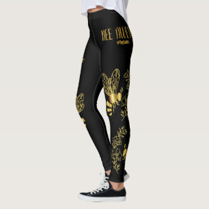 Leggings Espectaculares piernas de abeja negra y dorada - L