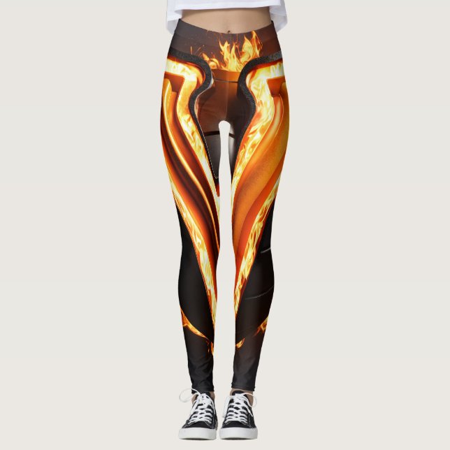 Leggings Espectaculares piernas de patrón de bola Naranja 3 (Anverso)