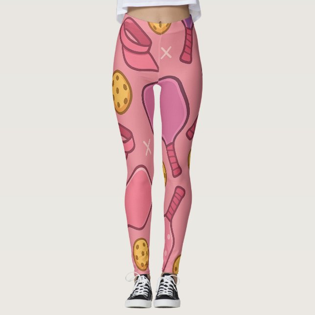 Leggings Espectáculo de pádel rosado Patrón de pádel esporá (Anverso)