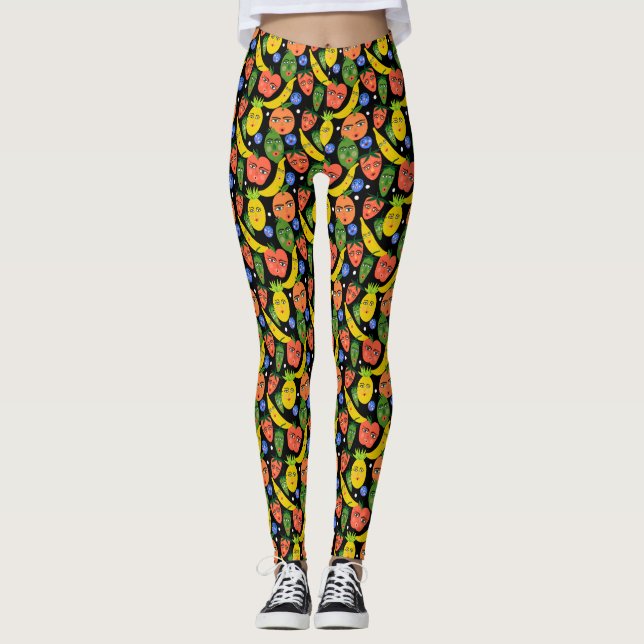 Leggings Espectáculo divertido de ensaladas de frutas (Anverso)