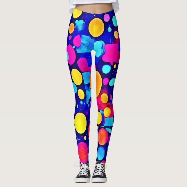 Leggings Espectro de círculos abstractos coloridos (Anverso)