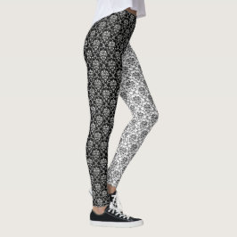 Leggings Espejo opuesto a Damasco en blanco y negro