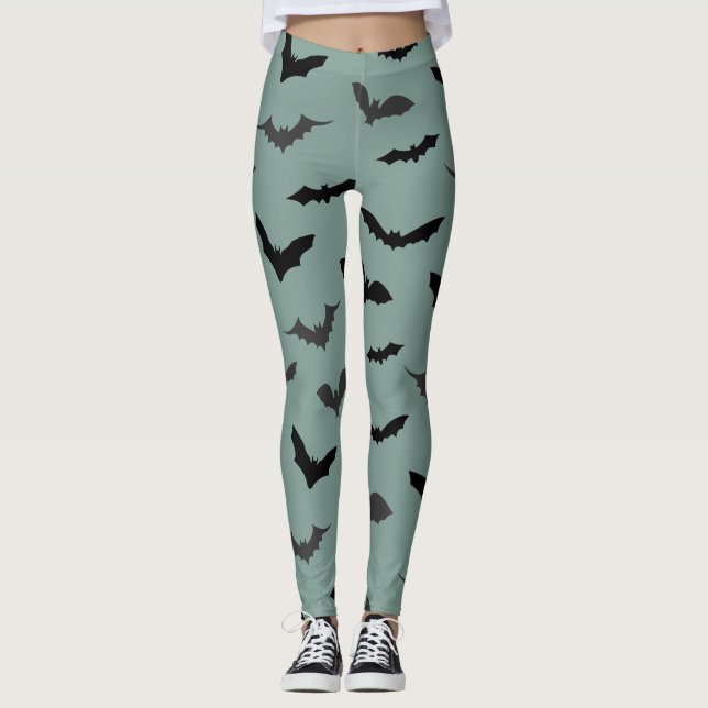 Leggings Espeluznante Black Bats Pattern Halloween (Anverso)