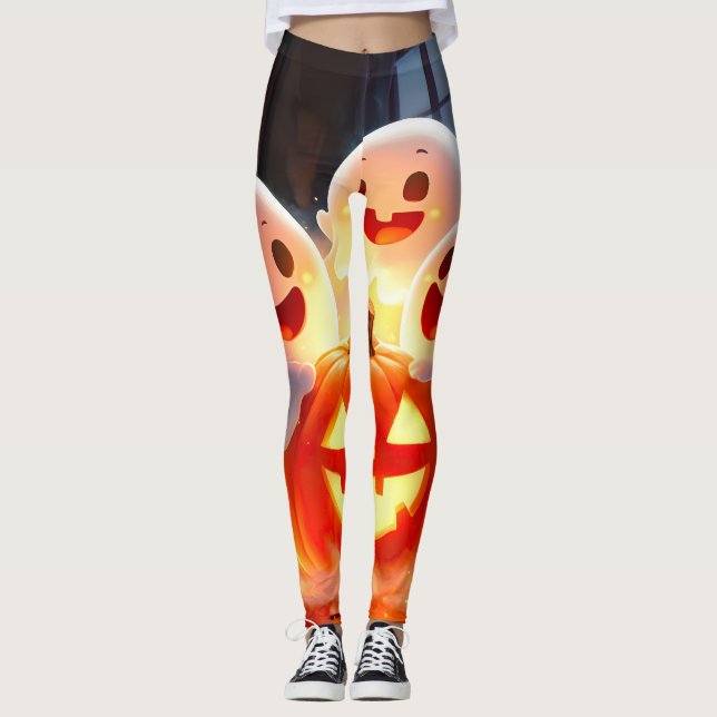 Leggings Espeluznante Fiesta de calabaza fantasma (Anverso)