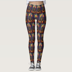 Leggings Espeluznante Halloween afgano Bruja y calabaza