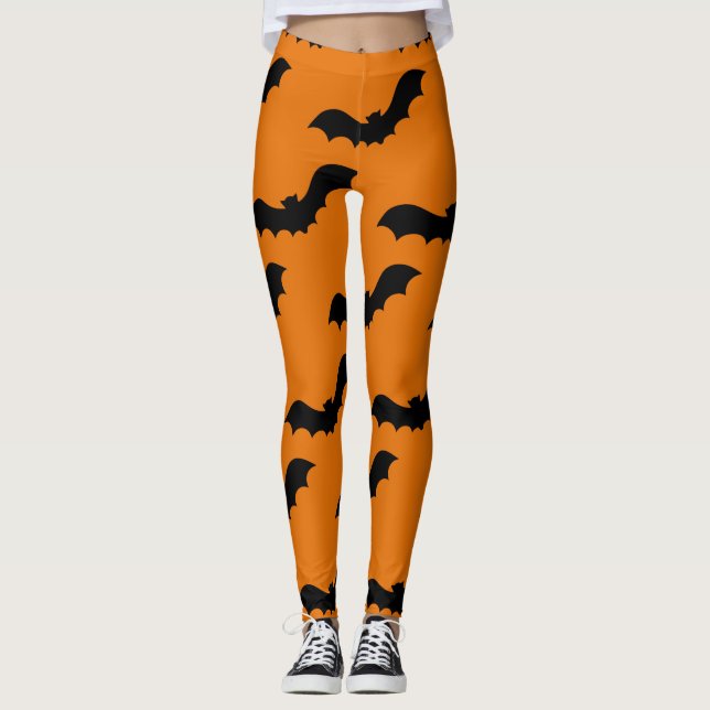 Leggings Espeluznante Naranja de Halloween con el patrón de (Anverso)