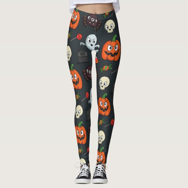 Leggings Espeluznante patrón de Halloween (Anverso)