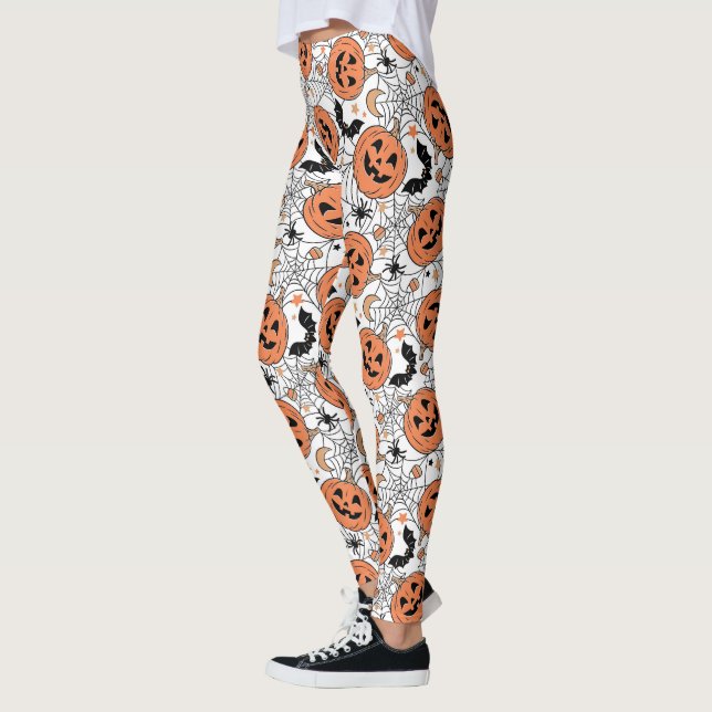 Leggings Espeluznante Patrón Halloween de Calabaza (Izquierda)