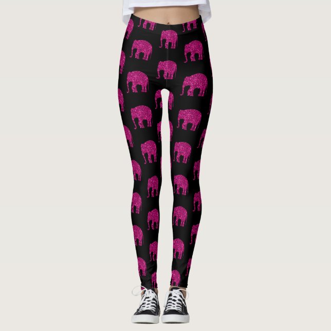 Leggings Espeluznante rosa brillante patrón de brillo del e (Anverso)