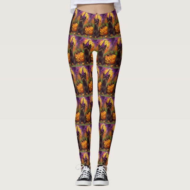 Leggings Espeluznante Skye Terrier Perro Halloween Calabaza (Anverso)