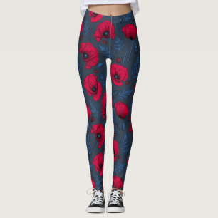 Leggings Espías rojas y ladybugs en azul oscuro