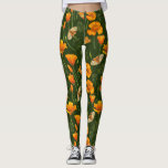 Leggings Espías y polillas de California en verde oscuro<br><div class="desc">Papas y polillas pintadas a mano en California - Tigre de jardín y polilla bella</div>