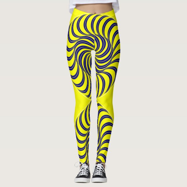 Leggings Espiral azul y amarilla (Anverso)