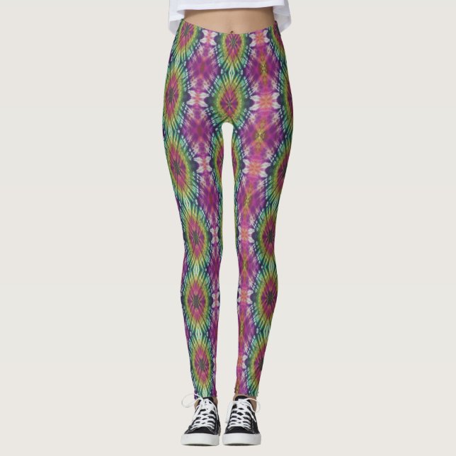 Leggings Espiral de tinte de puntas rosadas (Anverso)