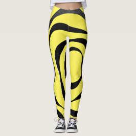 Leggings Espiral negra transparente sobre fondo amarillo