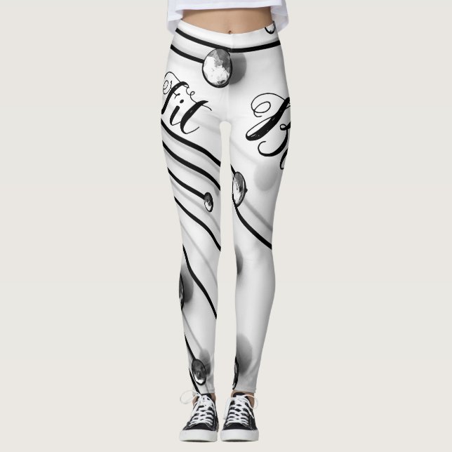 Leggings Espiral personalizada de diamante negro blanco (Anverso)
