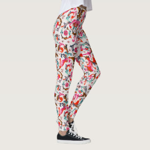 LEGGINGS ESPIRALES FLORALES ROJAS DEL RENACIMIENTO FLORENTI