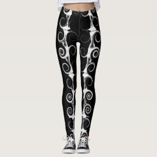 Leggings Espirales y Remolinos Patrón Negro y Blanco