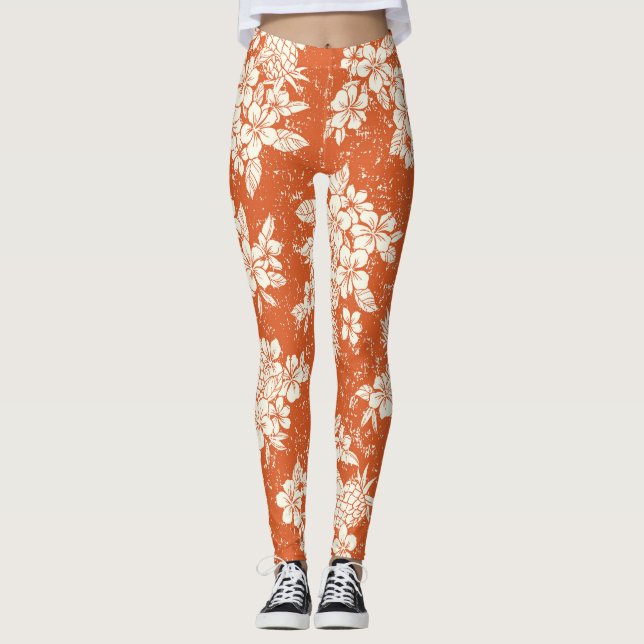 Leggings Espíritu Aloha: Armonía Hibiscus-Pineapple. (Anverso)