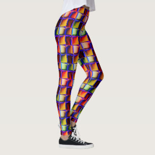 Leggings Espléndidos, hundidos, rojos, verdes, cuadrados am
