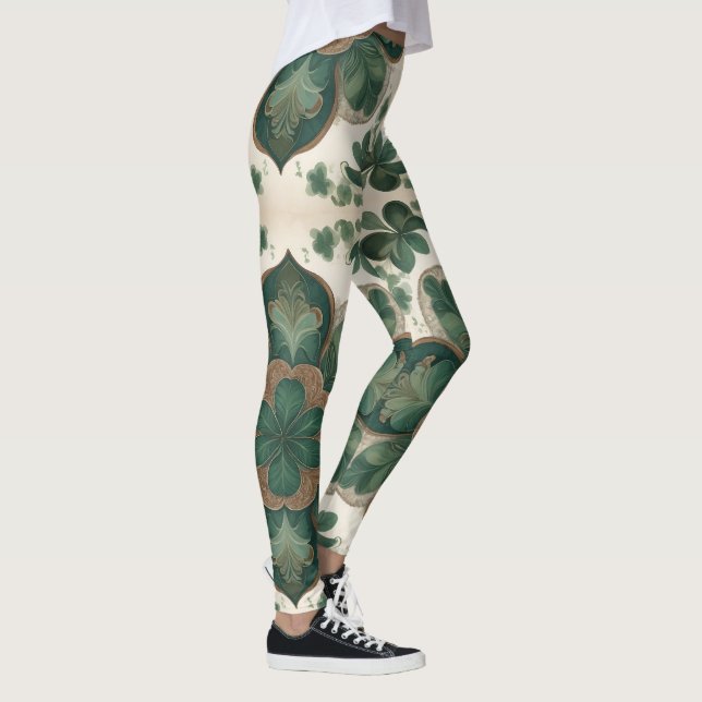 Leggings Esplendor irlandés: Las leyendas del Boho Shamrock (Derecha)