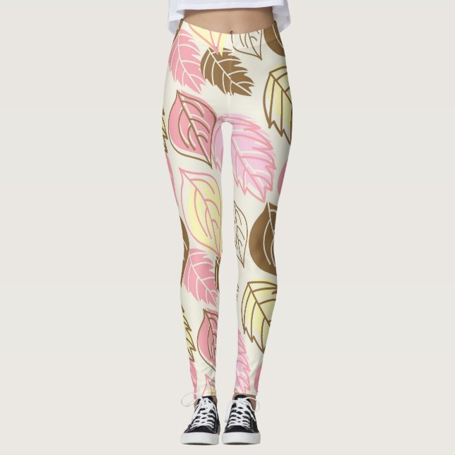 Leggings Esplendor Otoño: Patrón de hojas sin foco (Anverso)